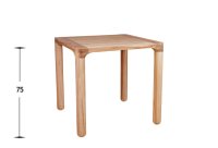 Quadratischer Outdoor-Tisch Zubella 80 aus Holz mit Maßangabe 75 cm Höhe, frontal fotografiert Quadratischer Outdoor-Tisch Zubella 80 aus Holz mit Maßangabe 75 cm Höhe, frontal fotografiert