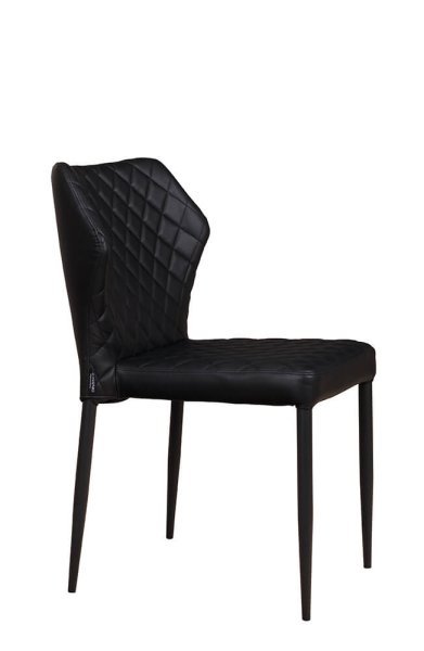 Gepolsterter Gastronomiestuhl Loras-ST Black mit Rautensteppung und schwarzem Aluminiumgestell