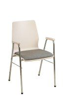 Konferenzstuhl Eruno-210-A50 mit Polstersitz, Holzlehne, Armlehnen und verchromtem Gestell Konferenzstuhl Eruno-210-A50 mit Polstersitz, Holzlehne, Armlehnen und verchromtem Gestell