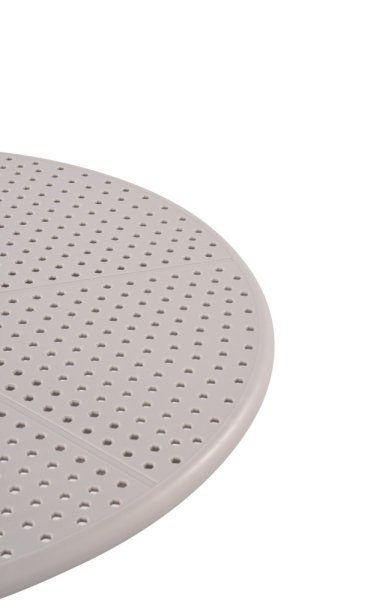 Runder Kunststoff-Gastronomietisch FOMA-T100 in Hellgrau mit stabilem 4-Fuß-Gestell