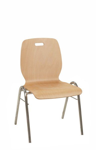 Konferenzstuhl Eruno-750-GLE mit ergonomischer Buchenholzschale und verchromtem Gestell, stapelbar