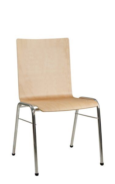 Konferenzstuhl Eruno-300 Buche natur, verchromtem Metallgestell, stapelbar