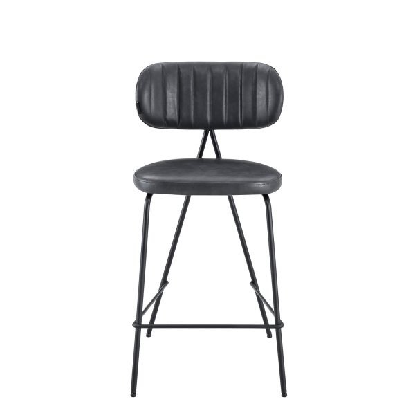 Polsterbarhocker für die Gastronomie Cuba-Bar-Nappa Mouse frontal mit Kunstleder und Metallgestell