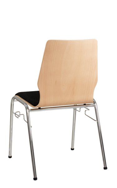 Konferenzstuhl Eruno-320 mit Sitzpolster, verchromtem Metallgestell, stapelbar Rückansicht