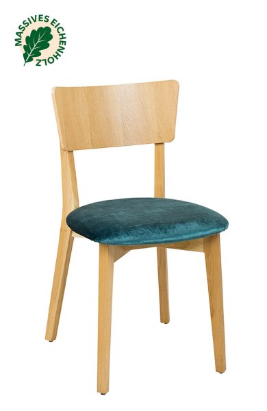 Holzstuhl Dimoni-P Eiche – Eichenholz Stuhl mit gepolstertem Sitz und massiven Vierfußgestell