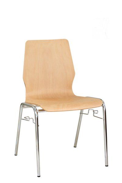 Konferenzstuhl Eruno-200 Buche natur, verchromtem Metallgestell, stapelbar