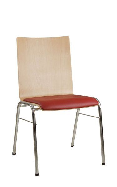 Konferenzstuhl Eruno-310 mit gepolsterten Sitz, verchromtem Metallgestell, stapelbar
