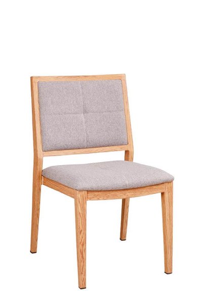 Stapelbarer Bankettstuhl Tirano mit Polsterung und Holzoptik-Gestell