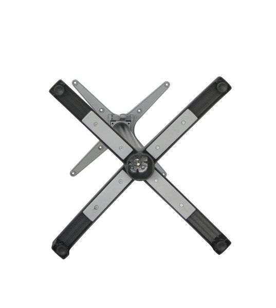 Tischgestell mit Kippvorrichtung für die Gastronomie in Anthrazit - Untenansicht mit herausnehmbaren Gewichtseinsätzen für mehr Stabilität