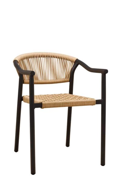 Xona Creme Outdoorstuhl mit Aluminiumgestell und Textil-Geflecht für den Gastronomieeinsatz