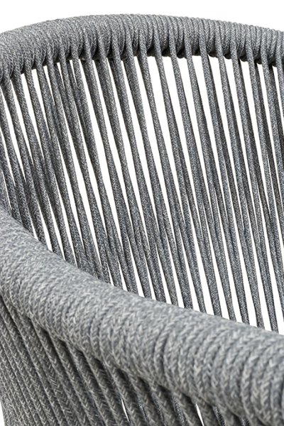 Ramila-RR Light Grey Terrassenstuhl mit beigem Aluminiumgestell und Textilen-Rücken, stapelbar und wetterfest für Gastronomie Detailansicht Geflecht