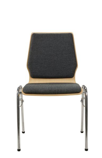 Konferenzstuhl Eruno-220 mit Sitz und Rückenpolster, verchromtem Metallgestell, stapelbar Braun Frontansicht