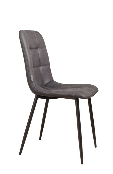 Polsterstuhl Derri Yuma-16 – ein Stuhl mit quadratischer Steppung und schwarzem Metallgestell für Gastronomie Seitenansicht