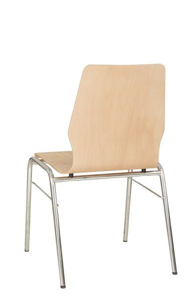 Konferenzstuhl Eruno-200 Buche natur, verchromtem Metallgestell, stapelbar Rückansicht