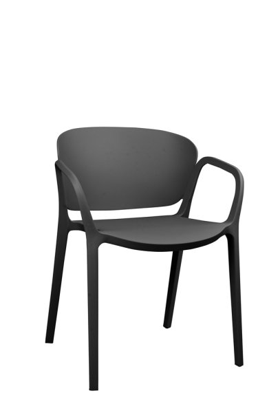 Schwarzer Kunststoffstuhl FOMA-1800 für Gastronomie, stapelbar und wetterfest