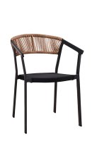 Sponto Natur Terrassenstuhl mit grauem Alugestell, Kunststoff-Geflecht & Textilen-Rückenlehne Sponto Natur Terrassenstuhl mit grauem Alugestell, Kunststoff-Geflecht & Textilen-Rückenlehne