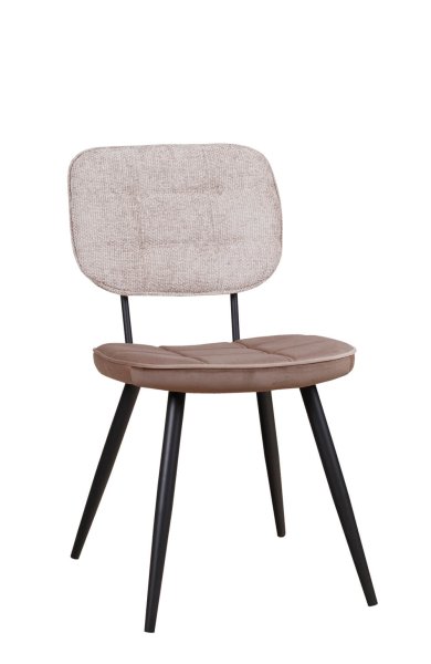 Polsterstuhl Bisano Beige mit Karo-Steppung und schwarzem Metallgestell für Gastronomie