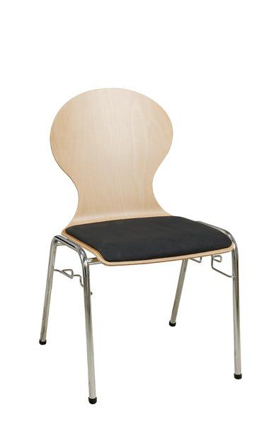 Konferenzstuhl Eruno-110 mit Sitzpolster, verchromtem Metallgestell, stapelbar