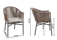 Vorschau: Gastronomie Terrassenstuhl Ramila-48 Taupe als moderner, wetterfester Outdoorstuhl mit Geflecht und Kissen auf Metallgestell mit Maßen Vorschau: Gastronomie Terrassenstuhl Ramila-48 Taupe als moderner, wetterfester Outdoorstuhl mit Geflecht und Kissen auf Metallgestell mit Maßen