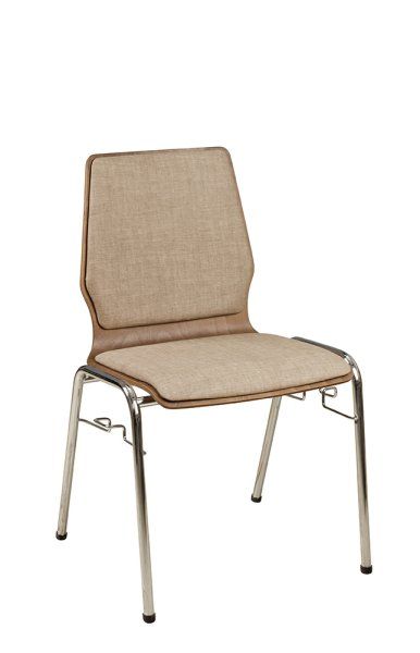 Konferenzstuhl Eruno-220 mit Sitz und Rückenpolster, verchromtem Metallgestell, stapelbar