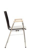 Vorschau: Konferenzstuhl Eruno-210-A50 mit Polstersitz, Holzlehne, Armlehnen und verchromtem Gestell Seitenansicht Vorschau: Konferenzstuhl Eruno-210-A50 mit Polstersitz, Holzlehne, Armlehnen und verchromtem Gestell Seitenansicht