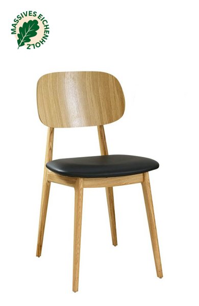 Gastronomiestuhl Cumpo-P-Eiche mit braunem Polsterbezug und massivem Eichenholzgestell Bezug: D-8