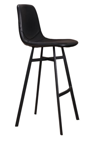 „Polsterbarhocker Jones-Bar mit schwarzem Kunstleder und anthrazitfarbenem Aluminiumgestell“