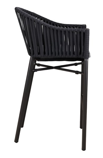 Outdoor-Barhocker Ramila-Bar Dark Grey mit Aluminiumgestell und grauem Sitzkissen Seitenansicht