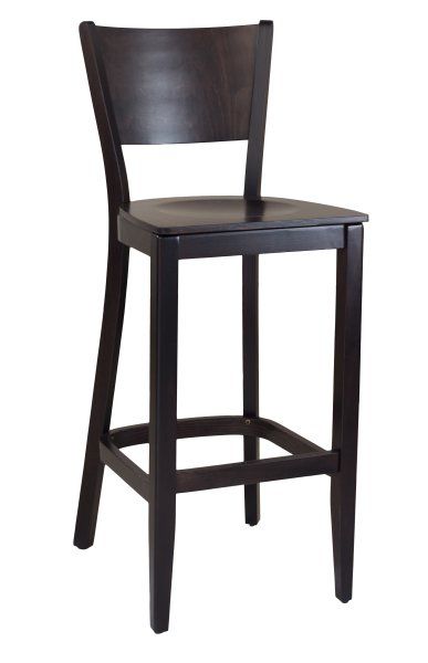 Klassischer Barhocker aus Buchenholz in dunklem Beizton