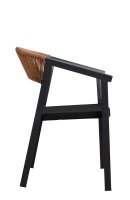 Sponto Natur Terrassenstuhl mit grauem Alugestell, Kunststoff-Geflecht & Textilen-Rückenlehne Sponto Natur Terrassenstuhl mit grauem Alugestell, Kunststoff-Geflecht & Textilen-Rückenlehne