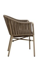 Ramila-48 Brown Terrassenstuhl mit beigem Aluminiumgestell und Textilen-Rücken, stapelbar und wetterfest für Gastronomie Ramila-48 Brown Terrassenstuhl mit beigem Aluminiumgestell und Textilen-Rücken, stapelbar und wetterfest für Gastronomie