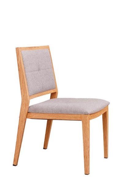 Stapelbarer Bankettstuhl Tirano mit Polsterung und Holzoptik-Gestell