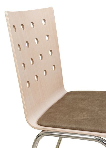 Konferenzstuhl Eruno-510 mit rotem Sitzpolster, verchromtem Metallgestell, stapelbar Beizton: Kastelleiche | Bezug: Bulus 14