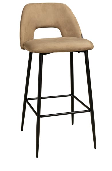 Barhocker Gastronomie Uson-Bar-Hogan mit Polsterung, offenem Rücken und Metall-Fußstütze