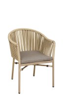 Ramila Macchiato Terrassenstuhl mit beigem Aluminiumgestell und Textilen-Rücken, stapelbar und wetterfest für Gastronomie Ramila Macchiato Terrassenstuhl mit beigem Aluminiumgestell und Textilen-Rücken, stapelbar und wetterfest für Gastronomie