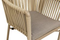 Vorschau: Ramila Macchiato Terrassenstuhl mit beigem Aluminiumgestell und Textilen-Rücken, stapelbar und wetterfest für Gastronomie Detailansicht Sitzfläche Vorschau: Ramila Macchiato Terrassenstuhl mit beigem Aluminiumgestell und Textilen-Rücken, stapelbar und wetterfest für Gastronomie Detailansicht Sitzfläche