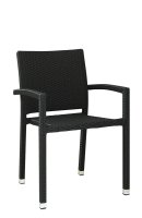 Terrassenstuhl Panama-H48 Black Seagrass aus Kunststoffgeflecht mit Armlehnen und Aluminiumgestell Terrassenstuhl Panama-H48 Black Seagrass aus Kunststoffgeflecht mit Armlehnen und Aluminiumgestell