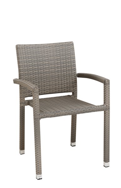 Terrassenstuhl Panama Dolphin aus Kunststoffgeflecht mit Armlehnen und Aluminiumgestell